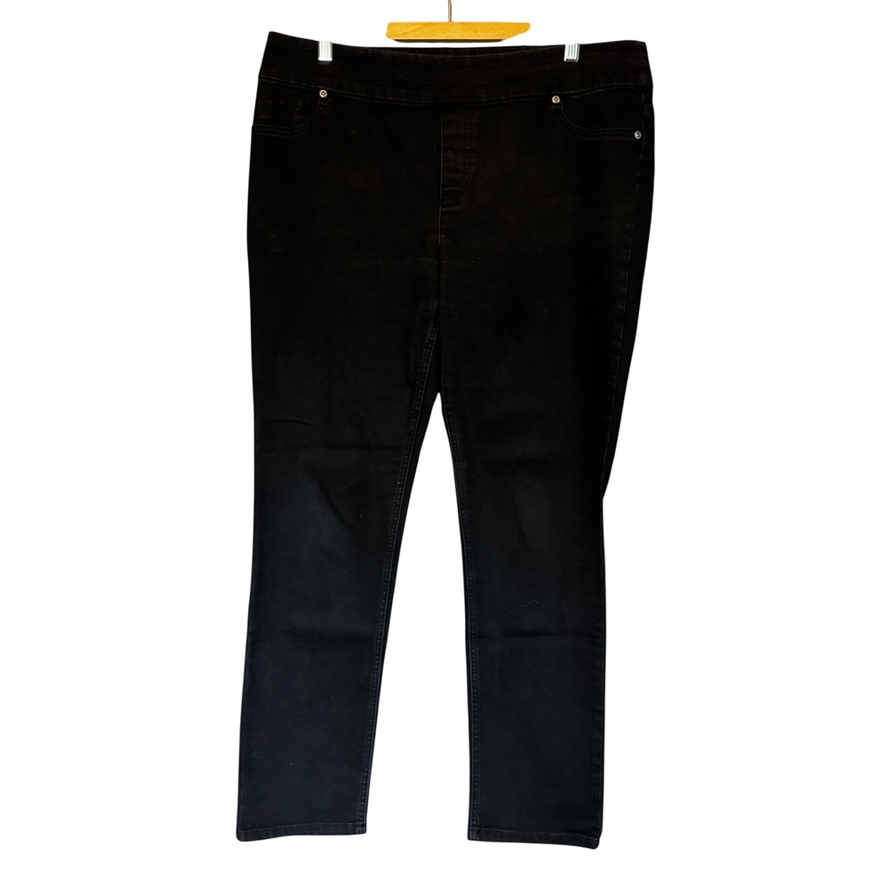Chicos Black Pull On Jeggings Slim Leg Stretch Denim Pants Size 2 XL